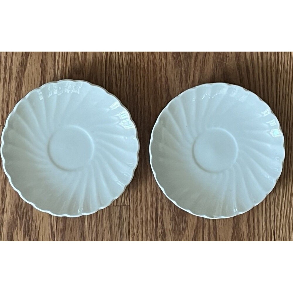 Myott Meakin Staffordshire England Olde Chelsea White Swirl Saucer Plates Set 2